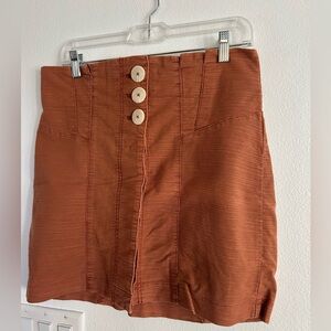 Free People Terracotta Button-Front Skirt